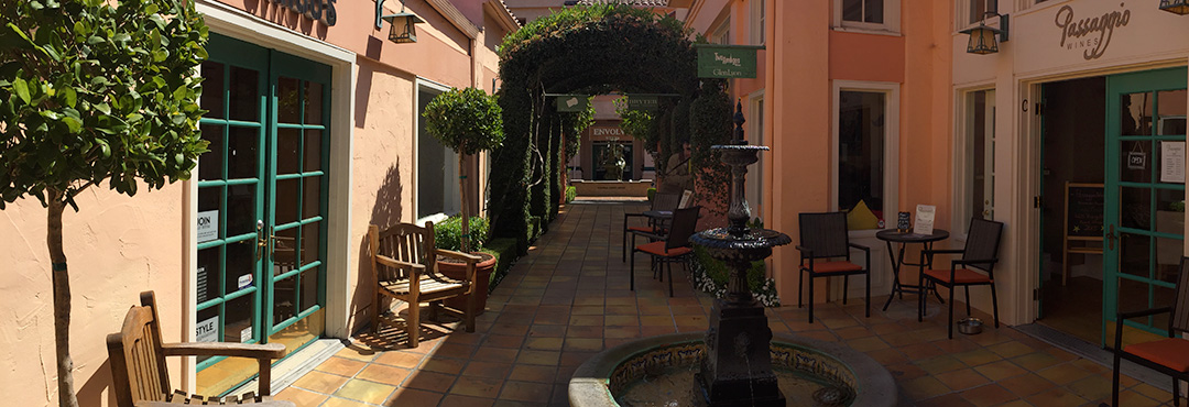 Image of tables and chairs outside the shops at Sonoma Court SHops